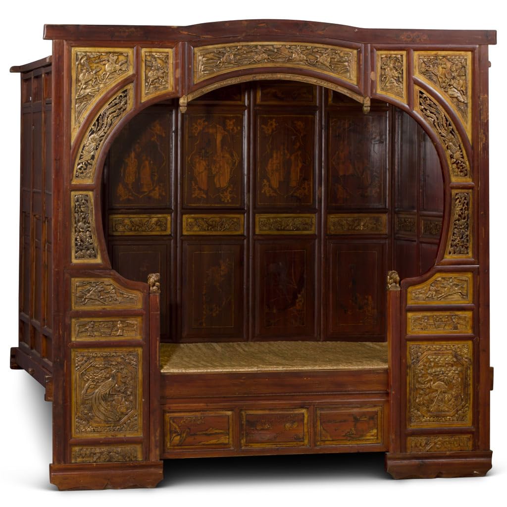 Antique Ci-Xi Chinese Moon Gate Canopy Bed