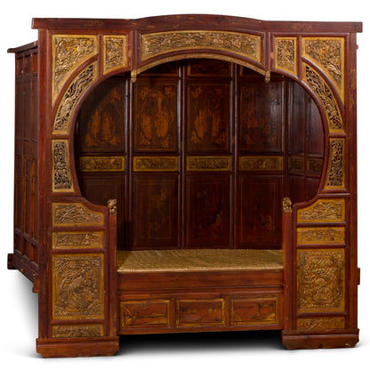 Antique Ci-Xi Chinese Moon Gate Canopy Bed