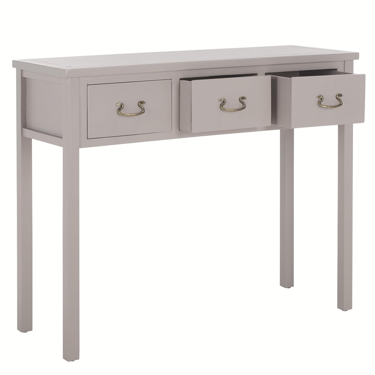 SAFAVIEH Home Collection – Cindy Grey Console Table with Three Drawers, French Farmhouse Storage Console, Tapered Leg Design (AMH6568D)