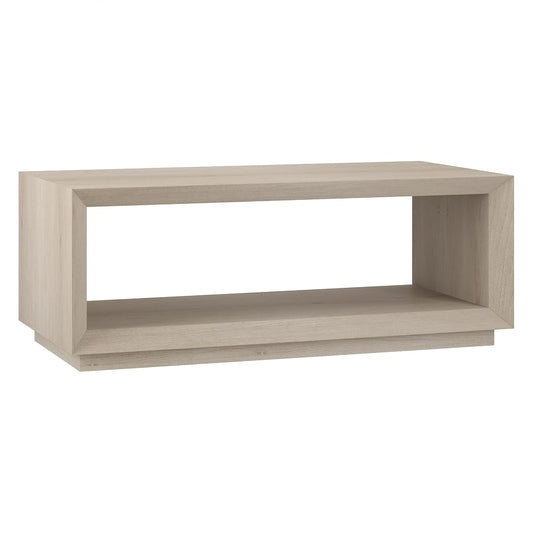 48" Rectangular Coffee Table with Open Storage Shelf for Living Room, Family Room, or Office, Beech White