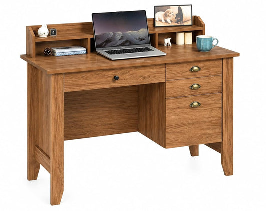 Computer Desk with Drawers and Hutch