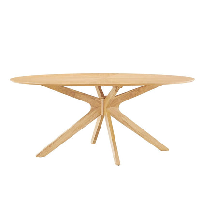 Crossroads 71Inch Oval Dining Table Solid Wood Oak Finish Modern Kitchen Room Entertaining Home Furniture Quality Stylish Elegant Durable Refined Versatile Contemporary