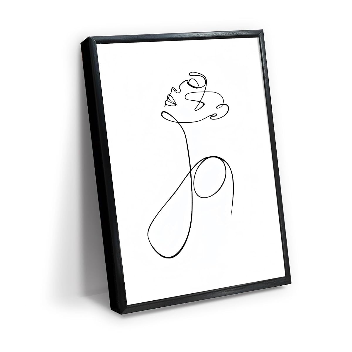 Single Rose Continuous Line Drawing Wall Art Canvas Print, minimal floral line art artwork in black line on white for bedroom, bedroom, office, apartment, modern farmhouse(24x36Inch,Black Framed