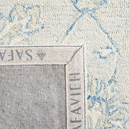 SAFAVIEH Micro-Loop Collection 2'3" x 8' BlueBeige MLP535M Handmade Premium Wool Entryway Foyer Living Room Kitchen Runner Rug