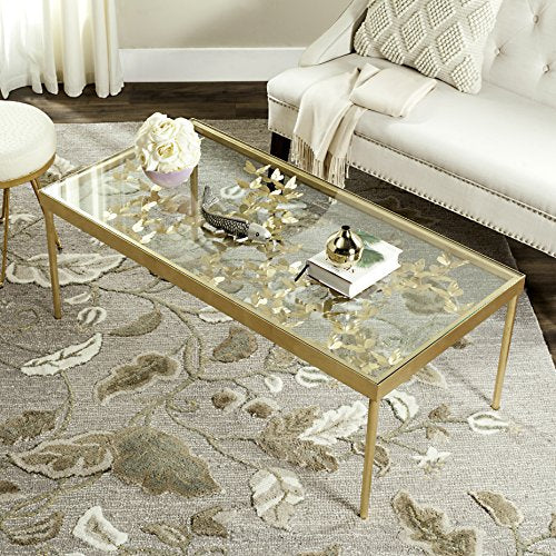 Safavieh FOX2589A Home Collection Rosalia Butterfly Coffee Table, Antique Gold
