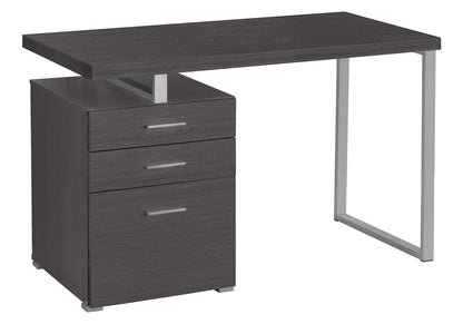 Left or Right Facing 47-Inch Modern Home Office Computer Study Writing Desk with Filing Drawer, 48"L, Grey & Silver