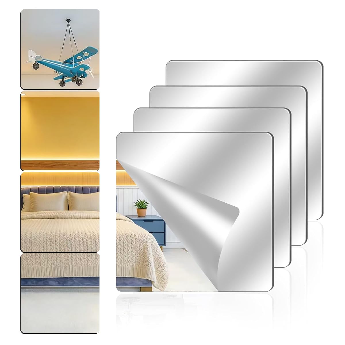 4 Pack Acrylic Mirrors for Wall