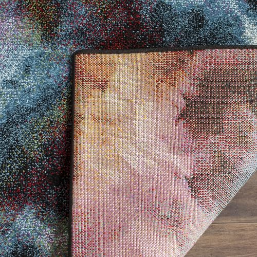 SAFAVIEH Galaxy Collection Area Rug - 4' Square, Multi, Vibrant Abstract Design, Non-Shedding & Easy Care, Ideal for High Traffic Areas in Living Room, Bedroom (GAL110A)