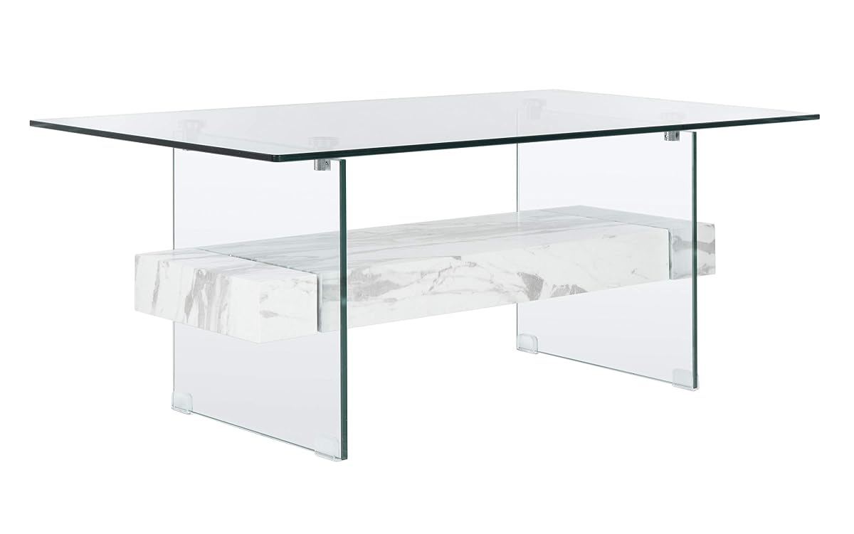 Safavieh Home Kayley White Marble Glass Coffee Table, Model:COF7004E