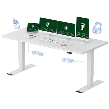 FLEXISPOT 79"x32" Large Dual Motor Electric Standing Desk, White - 198 LBS Heavy-Duty Capacity, Ideal for Home Office, Creative Studio, or Multi-Monitor Setup