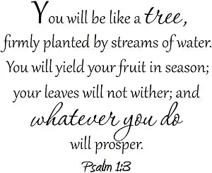 VWAQ You Will Be Like a Tree Living Room Wall Décor Inspirational Quotes Wall Decals Psalm 1:3