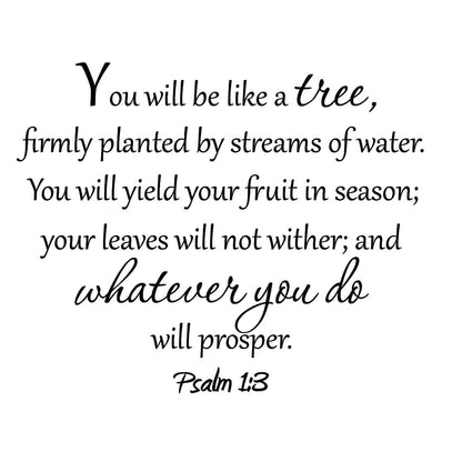VWAQ You Will Be Like a Tree Living Room Wall Décor Inspirational Quotes Wall Decals Psalm 1:3