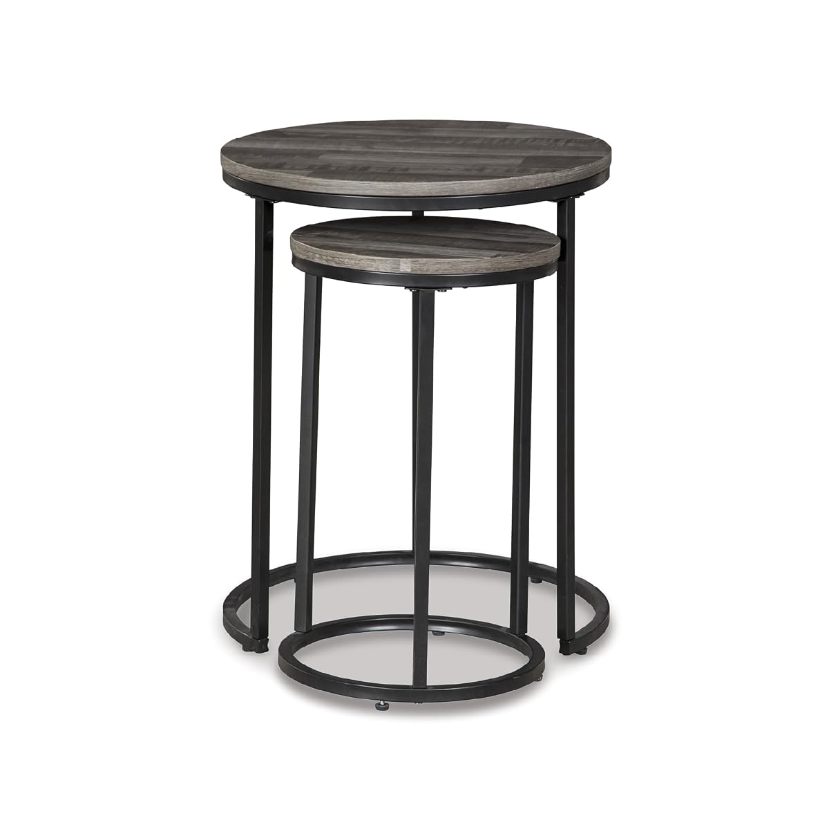 Black and gray industrial nesting accent tables, set of two