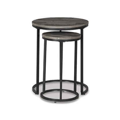 Black and gray industrial nesting accent tables, set of two