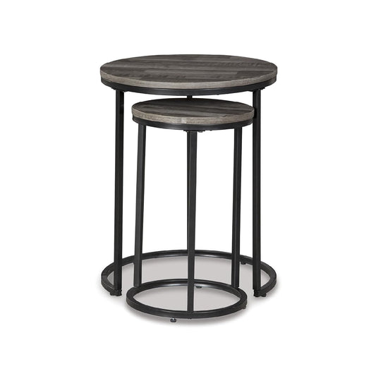 Signature Design by Ashley Briarsboro Urban Industrial Nesting Accent Table Set, 2 Count, Black & Gray