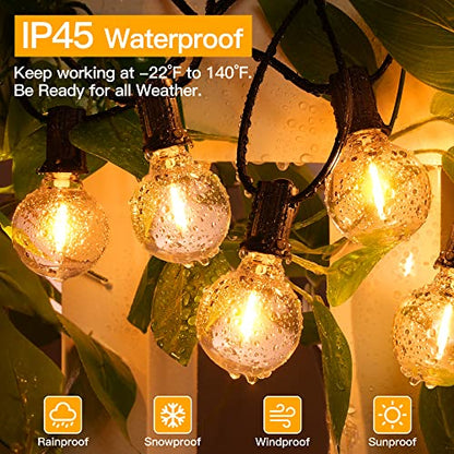 150FT Outdoor String Lights, Waterproof Connectable Shatterproof Outside Light with 75 Edison + 4 Spare LED Bulbs Plug in, Patio Lights for Indoor Balcony Porch Camping Deck