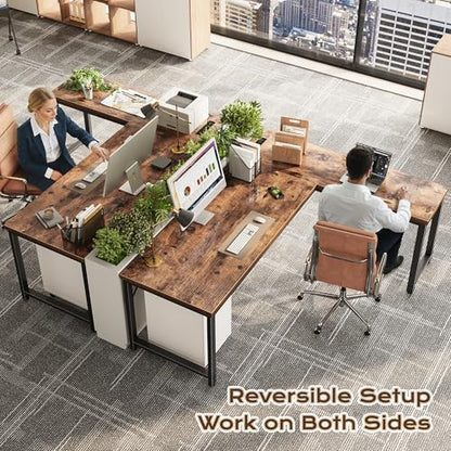 63 Inch L Shaped Desk with Power Outlets & 0.95 Inch Thicker Desktop, view 3