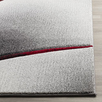 SAFAVIEH Hollywood Collection Runner Rug - 2'3" x 8', Grey & Red, Mid-Century Modern Design, Non-Shedding & Easy Care, Ideal for High Traffic Areas in Living Room, Bedroom (HLW712K)
