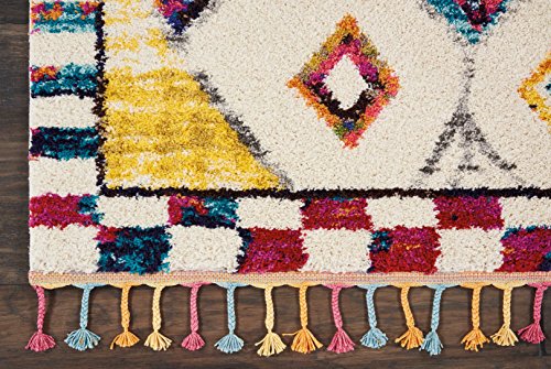 Home Moroccan Casbah Ivory Multicolor 3'11" x 6' Area Rug - Easy Clean, Non Shedding, Bed Room, Living Room, Dining Room, Kitchen (4' x 6')