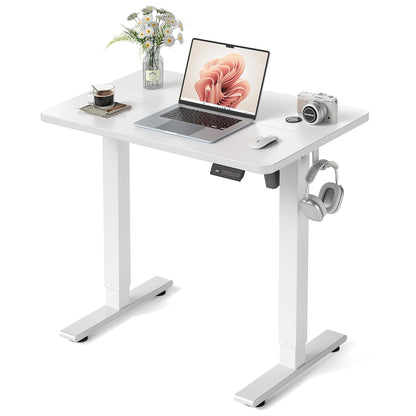 32" Small Electric Standing Desk Height Adjustable Desk, White