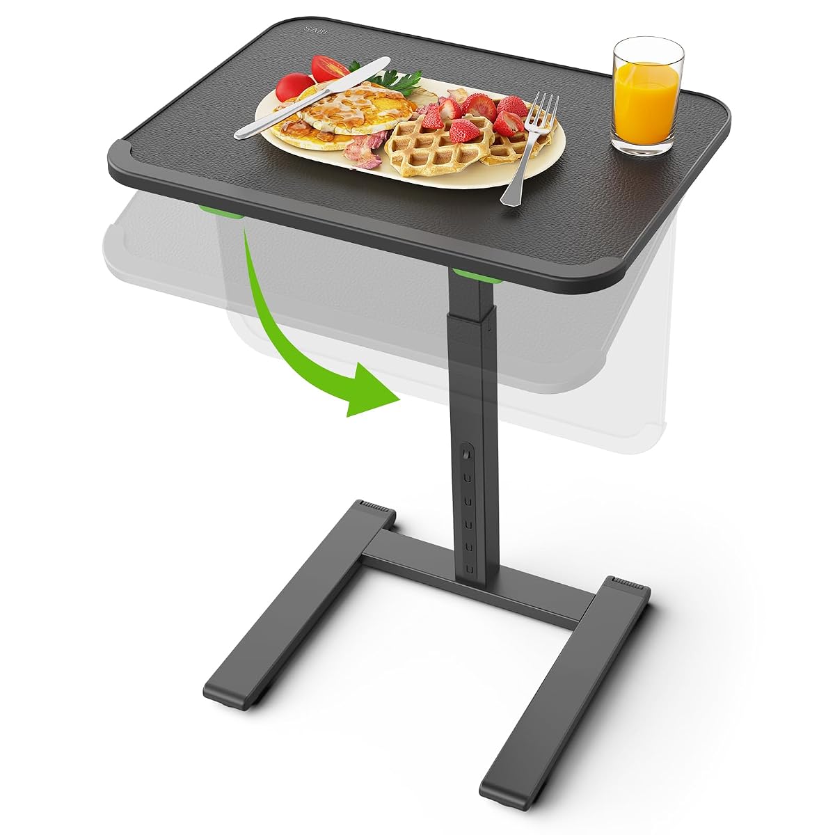 Sturdy TV Tray Table with Wheels, Heavy Duty Metal TV Trays for Eating on Couch, Height & Angle Adjustable Desk for Bed, Sofa, Recliner, Portable Small Foldable Tables
