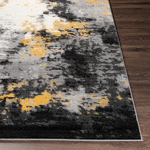 Area Rugs - 2x3 Pepin Modern Abstract Black Rug for Living Room Bedroom - Small Charcoal Gray Mustard Boho Stain Resistant Carpet for Entryway, Kitchen and Office (2' x 3')