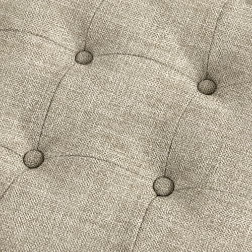 Clara Coffee Table - Solid Wood Frame, Soft Fabric, Button Tufted, Oval Large Accent Ottoman - Modern Foam Padded Top Footstool Cocktail Living Room Furniture, Linen