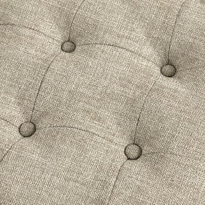 Clara Coffee Table - Solid Wood Frame, Soft Fabric, Button Tufted, Oval Large Accent Ottoman - Modern Foam Padded Top Footstool Cocktail Living Room Furniture, Linen