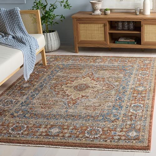 SAFAVIEH Bijar Collection Accent Rug - 3' x 5', Brown & Rust, Traditional Oriental Distressed Design, Non-Shedding & Easy Care, Ideal for High Traffic Areas in Entryway, Living Room, Bedroom (BIJ652D)