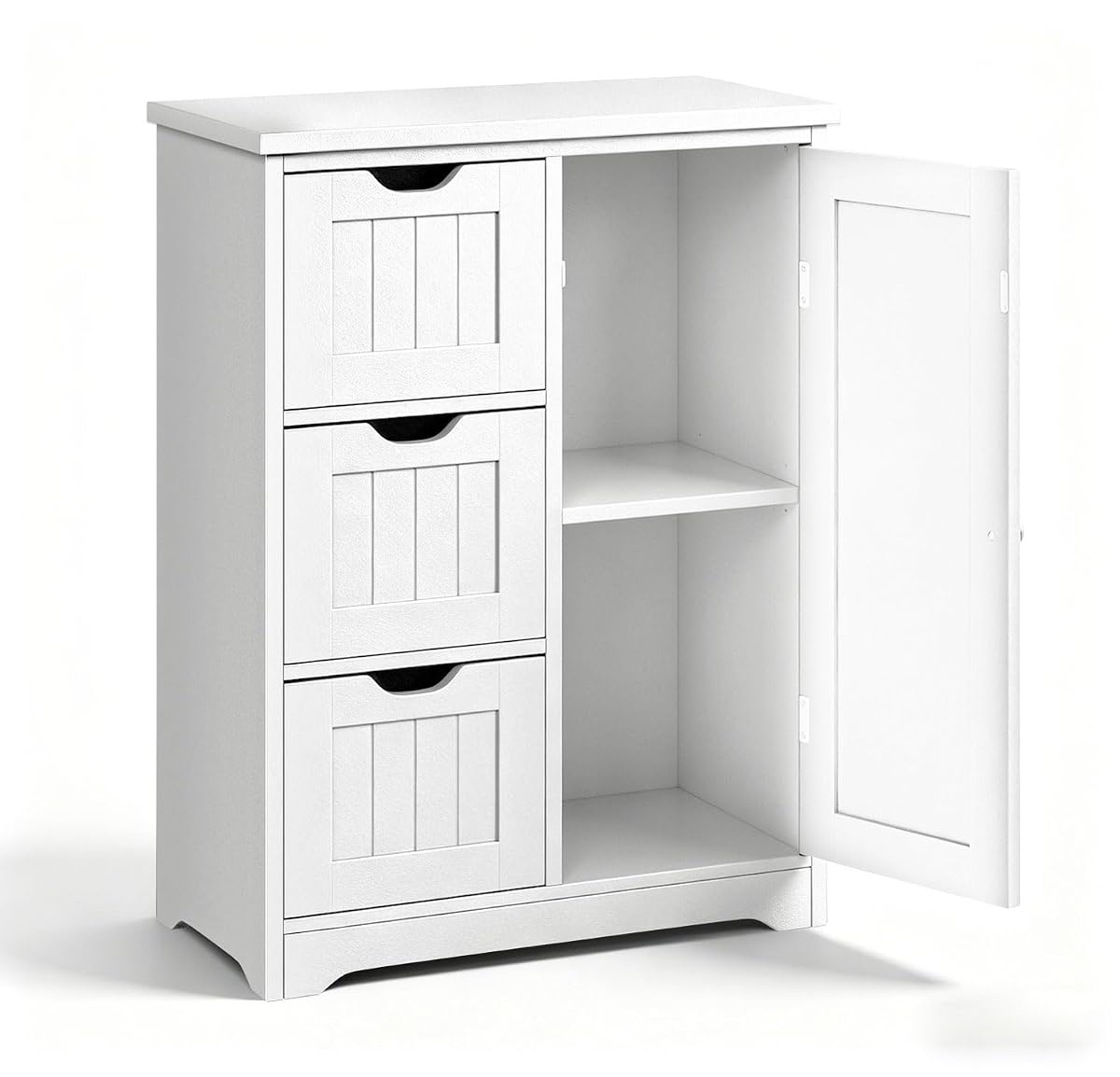 Bathroom Storage Cabinet with 3 Drawers and 1 Door, Entryway Home Decor Furniture Towels Storage Organizer Unit, White