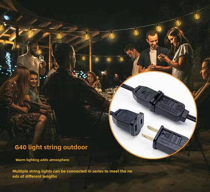 Outdoor String Light 50FT Patio Black with 52 Shatterproof G40 LED Clear Globe, view 7
