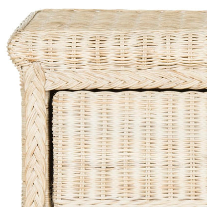 SAFAVIEH Home Collection - Adira Natural White Wash Wicker 1-Drawer Nightstand Accent Table, Coastal Boho Bedroom Storage Furniture with Shelf, 22.1"W x 16.5"D x 22.1"H (SEA8002A)