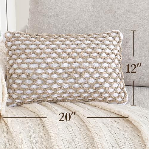 Jada Decorative Throw, Includes Accent, Premium Woven Design, Living Room Décor, (1) 12" x 20" Pillow Cover with Insert, White