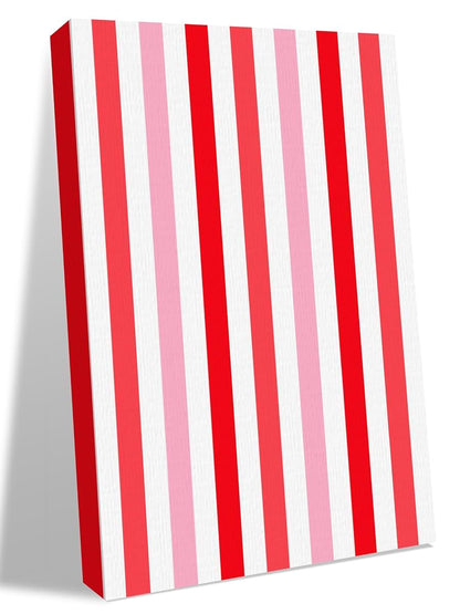NuYeBiofx Modern Red Pink Stripe Canvas Wall Art Prints,40"x28" Framed Picture Artwork Abstract Minimalist Line Printed Canvas Oil Painting for Living Room Bedroom Office,Ready to Hang