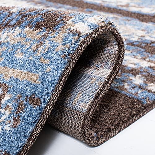 SAFAVIEH Retro Collection Area Rug - 6' x 9', Cream & Blue, Modern Abstract Design, Non-Shedding & Easy Care, Ideal for High Traffic Areas in Living Room, Bedroom (RET2138-1165)