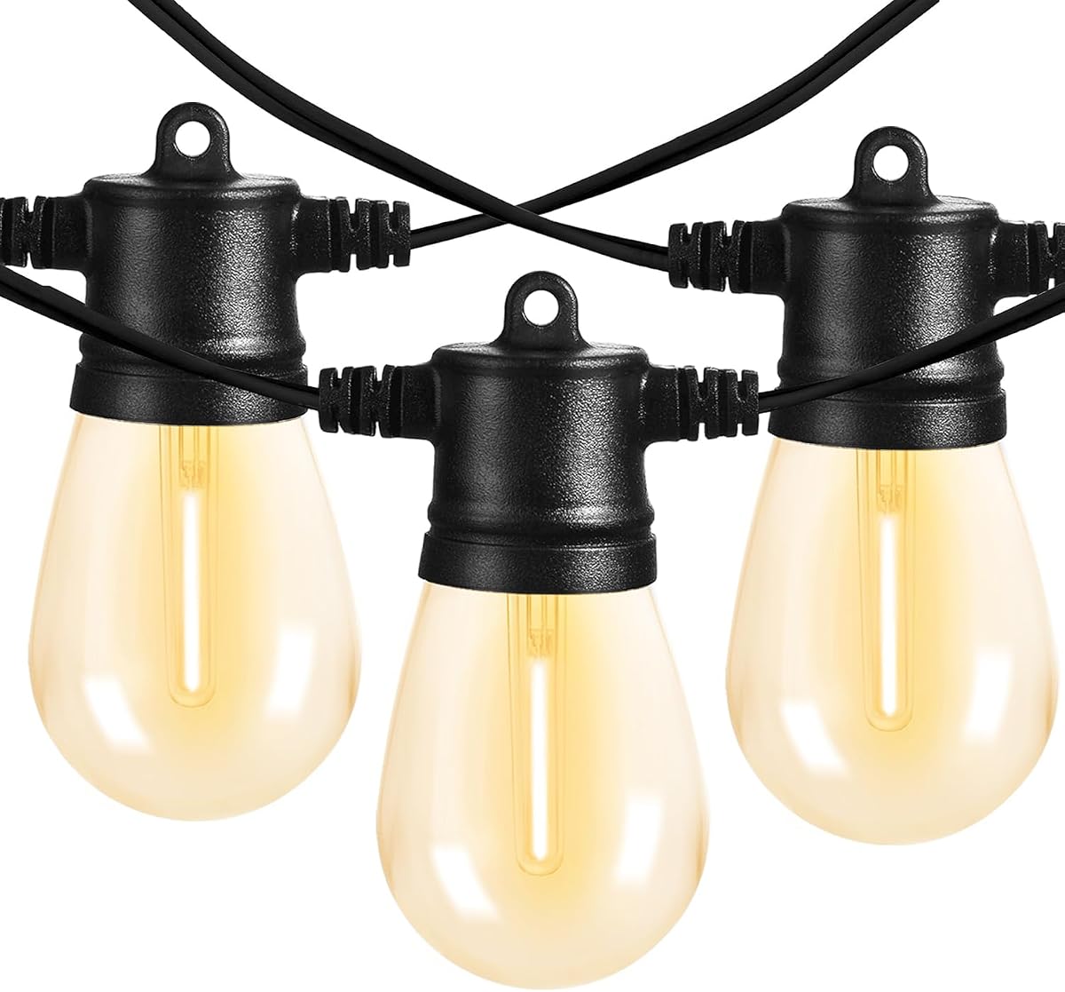 51FT Outdoor Shatterproof LED String Lights, Waterproof 17 Hanging Sockets with 18 x Dimmable LED Bulb Garden Light String, Waterproof Vintage Patio Lights for Wedding Party
