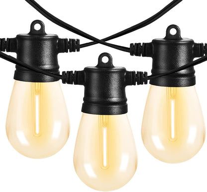 51FT Outdoor Shatterproof LED String Lights, Waterproof 17 Hanging Sockets with 18 x Dimmable LED Bulb Garden Light String, Waterproof Vintage Patio Lights for Wedding Party
