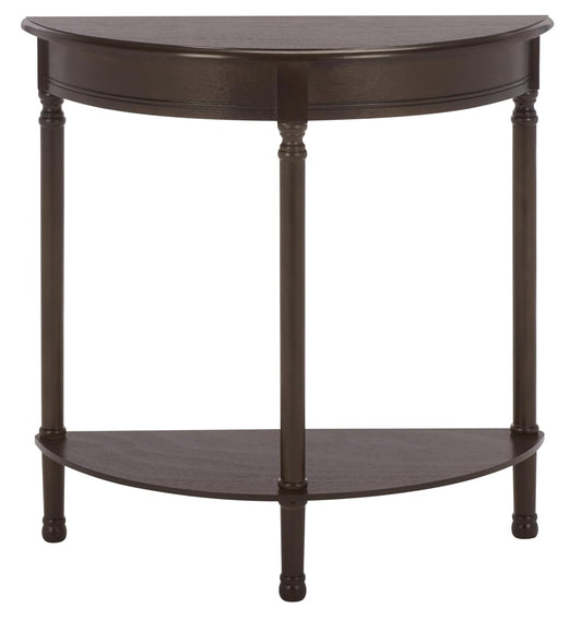 SAFAVIEH Furniture - Tinsley Half-Round Console Table - Dark Chocolate - Solid Wood - Farmhouse Demilune Design - Ideal for Entryway, Hallway, Living Room, 28" W x 11.75" D x 28" H (CNS5723D)