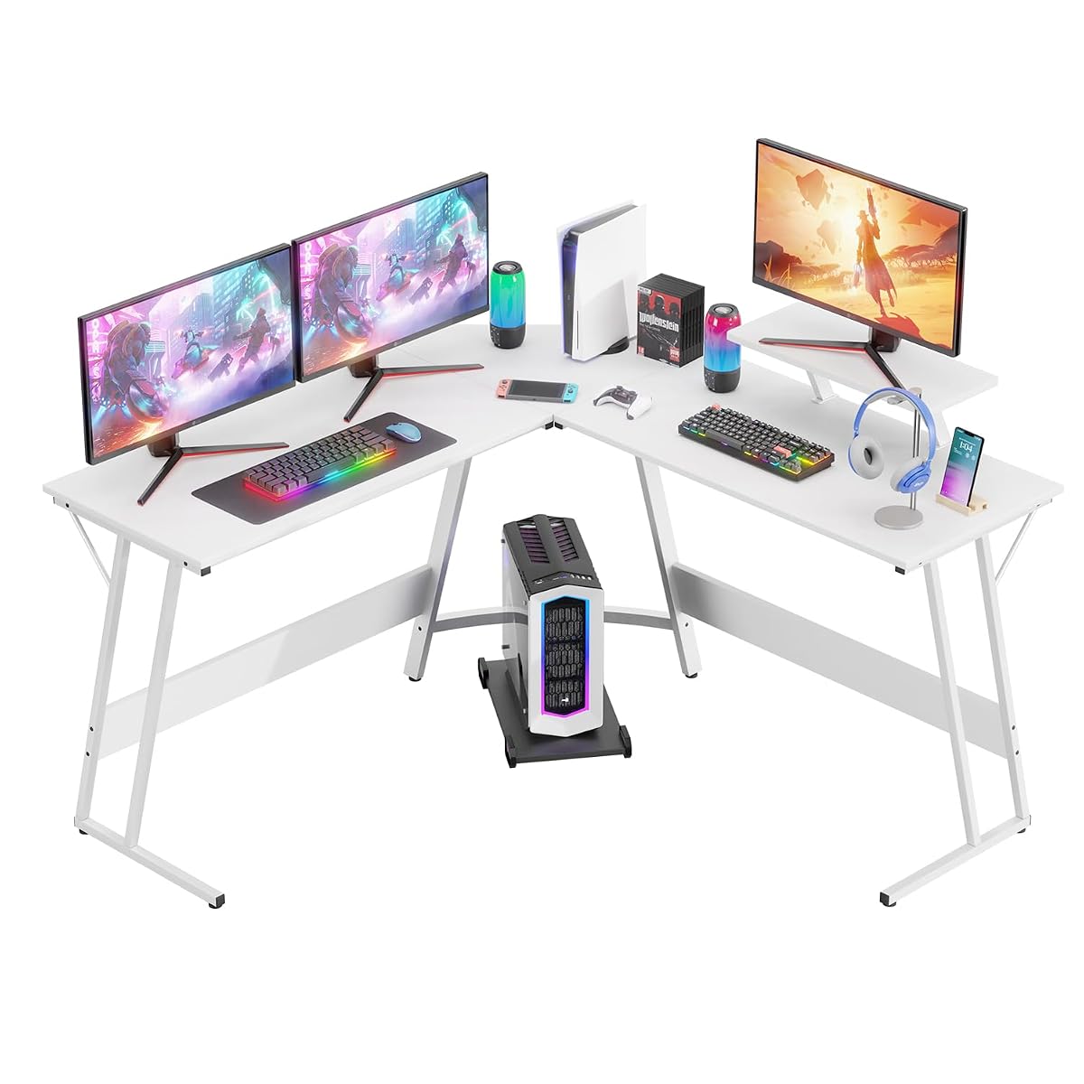 L Shaped 51 Inch Gaming Desk, Corner Computer Desk, PC Gaming Desk