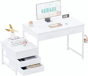 47 inch Small Computer Desk with 5 Drawers for Study Writing, view 2