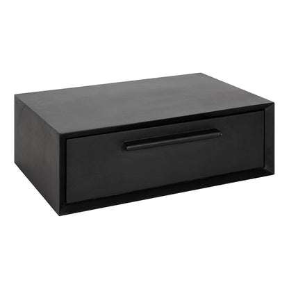 McCutcheon Floating Wood Storage Shelf; 18 x 12 x 6; Black; Decorative Transitional Floating Bedroom Nightstand with a Concealed Cubby Compartment