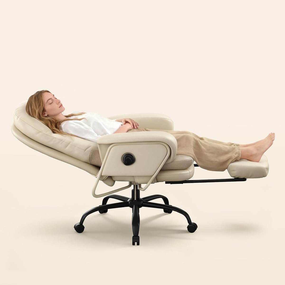 FLEXISPOT 2-in-1 Chaise Lounge Chair Indoor with Wheels Footrest 90-165°