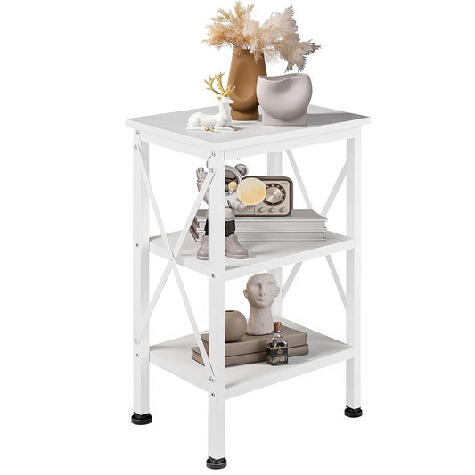 White X design end table with storage shelf