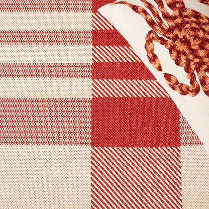 SAFAVIEH Courtyard Collection 8' x 10' Red/Bone CY6201 Plaid Indoor/ Outdoor Patio Backyard Mudroom Area Rug