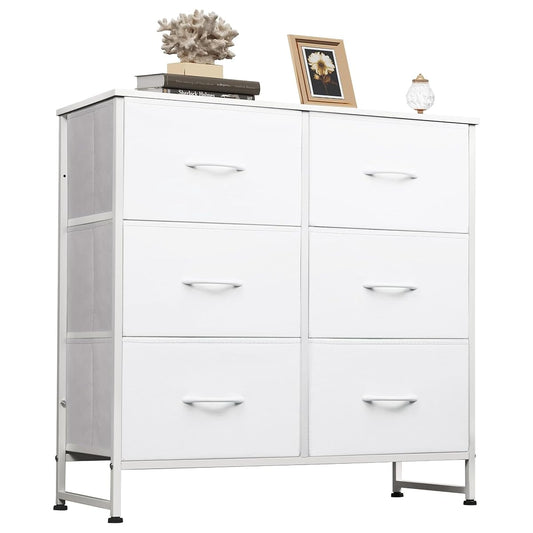 Dresser for Bedroom with 6 Drawers, White