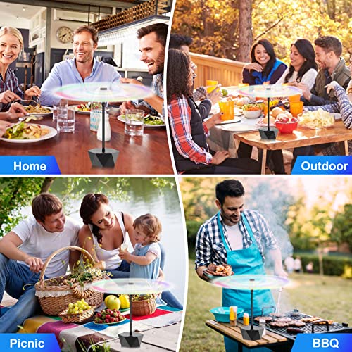 Fly Fans for Tables Rechargeable, Table Top Fly Spinner to Keep Flies Away from Food, Portable Fly Repellent Fan with Soft Stop Blades for Outdoor, Picnic, Patio & BBQ (Black, 4Pack)