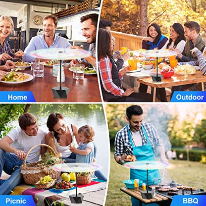 Fly Fans for Tables Rechargeable, Table Top Fly Spinner to Keep Flies Away from Food, Portable Fly Repellent Fan with Soft Stop Blades for Outdoor, Picnic, Patio & BBQ (Black, 4Pack)