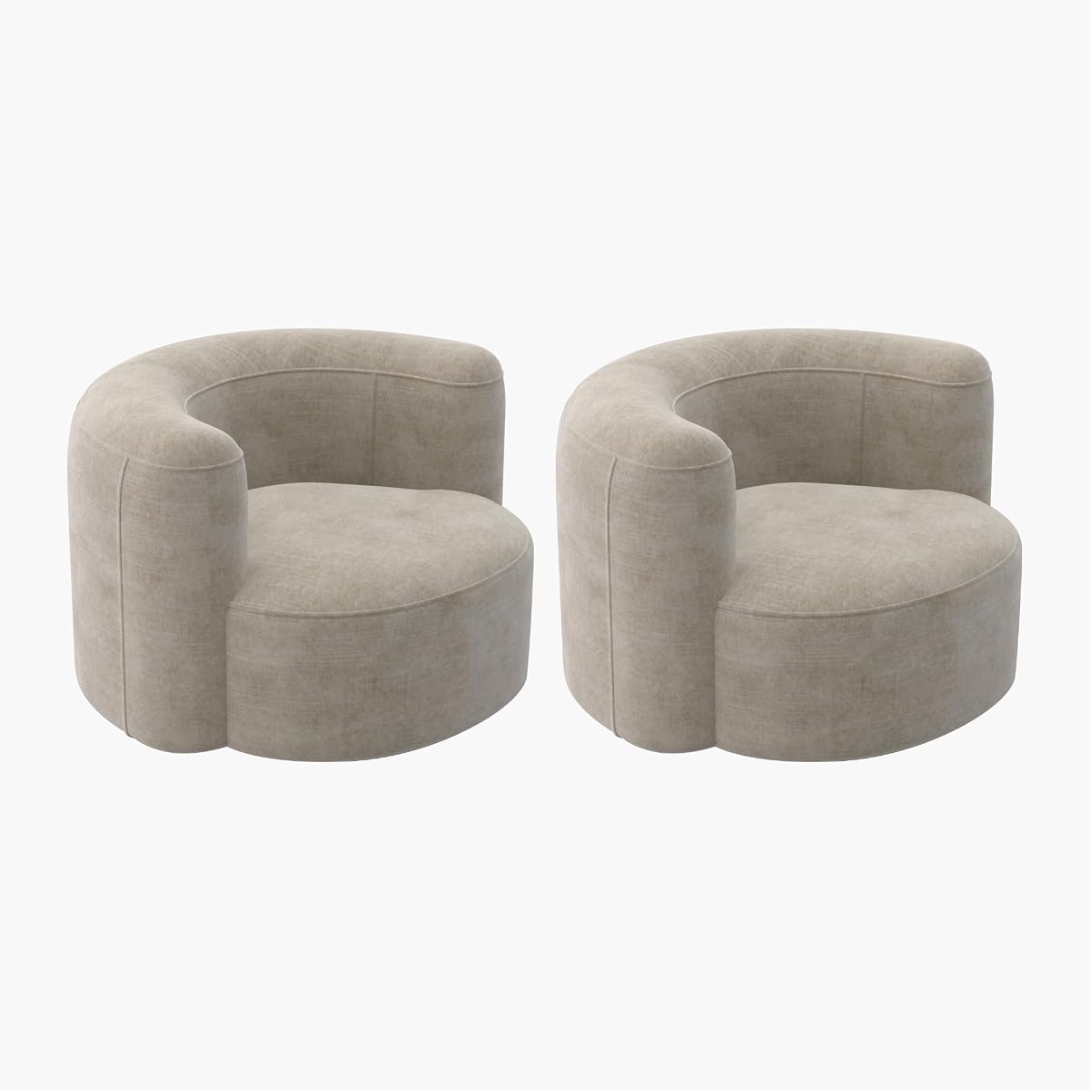 Mellow Tight Curved Back Accent Chairs Set of 2, Velvet Sofa