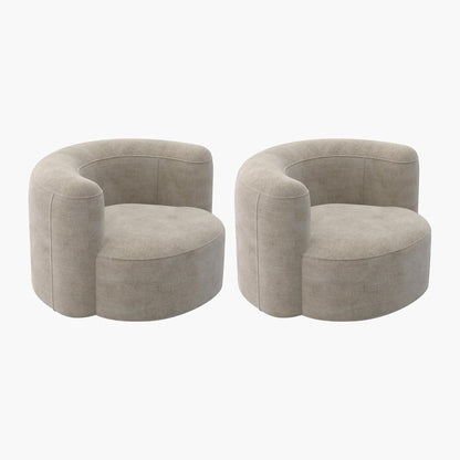 Mellow Tight Curved Back Accent Chairs Set of 2, Velvet Sofa