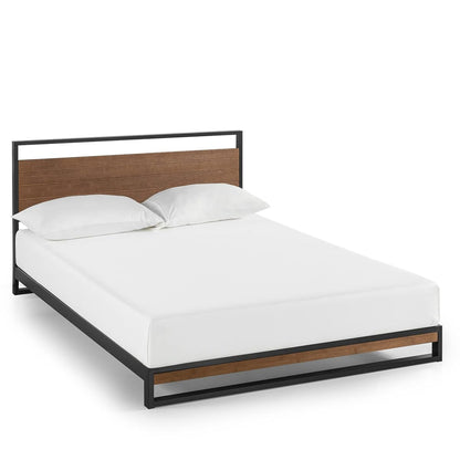 ZINUS Suzanne 37 Inch Metal and Wood Platform Bed Frame / Solid Wood & Steel
